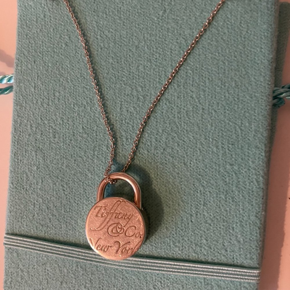 Tiffany & CO Sterling Silver Notes Padlock Necklace